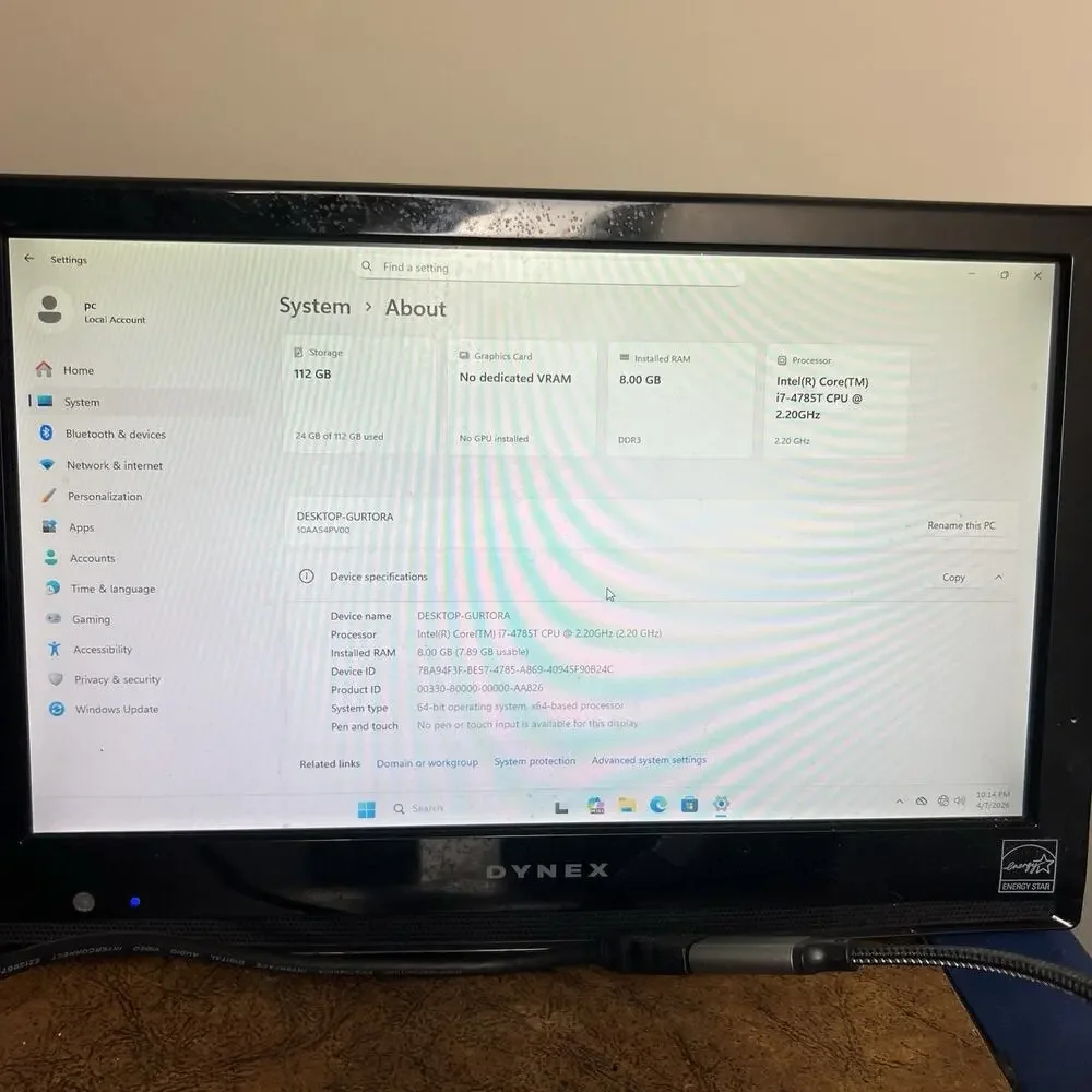 Lenovo ThinkCentre M93p Tiny i3-4785T 8GB RAM 128GB SSD Win11 Pro No WiFi,EDK-18